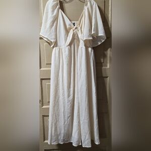 PrettyGarden Tie Front V-Neck Flutter Sleeve Flowy Cottage Dress NWT Size: XXL